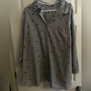 Old Navy black cat button down classic blouse 3x